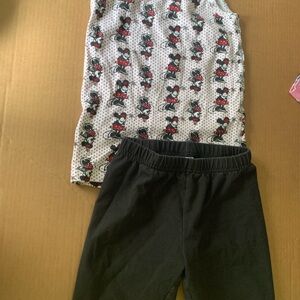 Hanna Andersson Minnie Mouse Polka Dot shirt tank with Black shorts 6 7 120cm